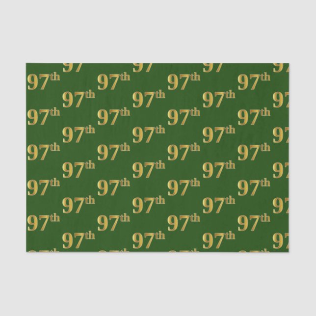 Green, Faux Gold 97th (Ninety-Seventh) Event Tissue Paper (Front)