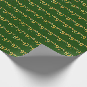 Green, Faux Gold 97th (Ninety-Seventh) Event Wrapping Paper