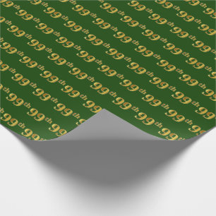 Green, Faux Gold 99th (Ninety-Ninth) Event Wrapping Paper