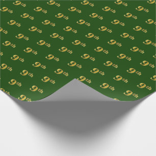 Green, Faux Gold 9th (Ninth) Event Wrapping Paper