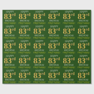 Green, Faux Gold "HAPPY 83rd BIRTHDAY" Wrapping Paper