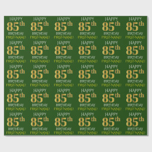 Green, Faux Gold "HAPPY 85th BIRTHDAY" Wrapping Paper