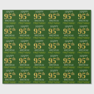 Green, Faux Gold "HAPPY 95th BIRTHDAY" Wrapping Paper
