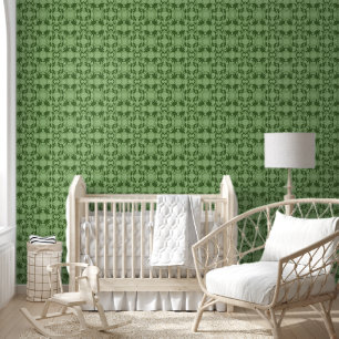 Green Faux Lace Pattern Wallpaper