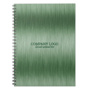 Green faux metallic brushed aluminium texture notebook