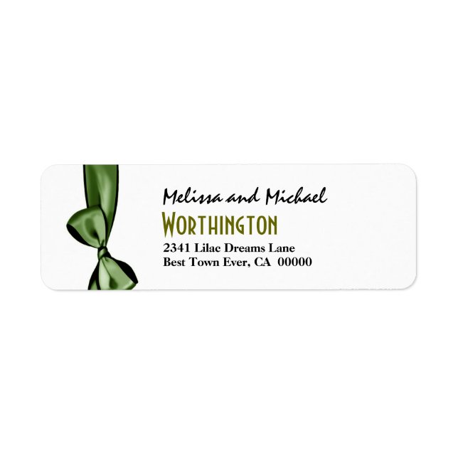 Green Faux Satin Bow Modern Lettering (Front)