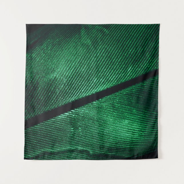 Green Feather, Beautiful Pattern Texture. Tapestry (Front)