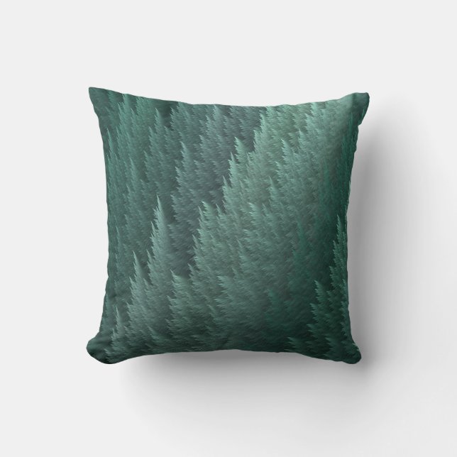 Green Feather Pattern Design Throw Pillow (Front)