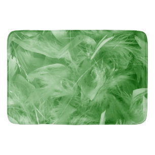 Green Feathers Bath Mat