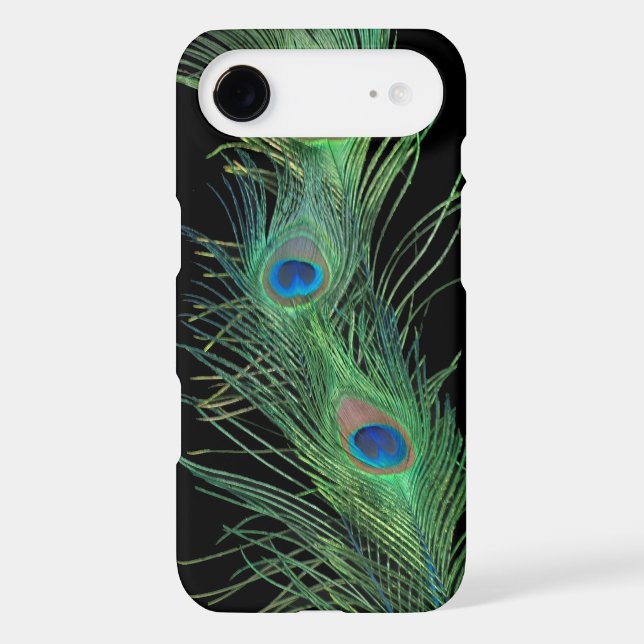 Green Feathers with Black Case-Mate iPhone Case (Back)