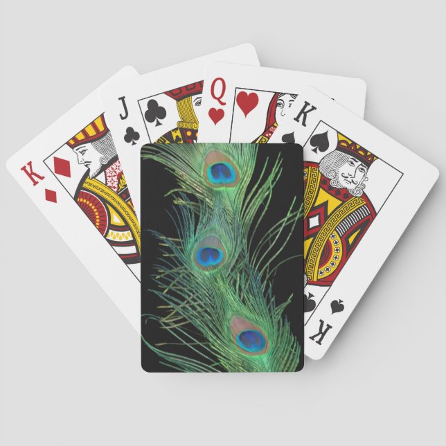 Green Feathers with Black Playing Cards (Back)