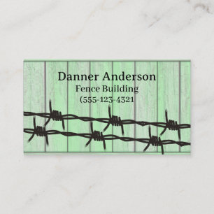 Green Fence Barb Wire Design Fence Company  Busine Business Card