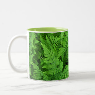 Green fern beauty Two-Tone coffee mug