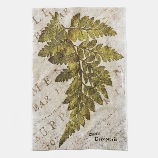 Green Fern Botanical Ferns Tropical Template Tea Towel (Vertical)