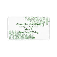 Green Fern Branch Leaves Address Labels