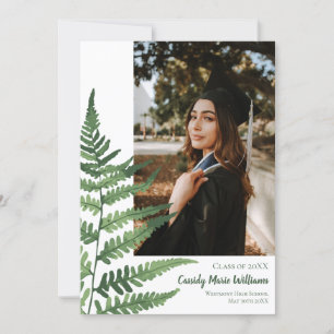Green Fern Elegant Plants Graduation Announcement