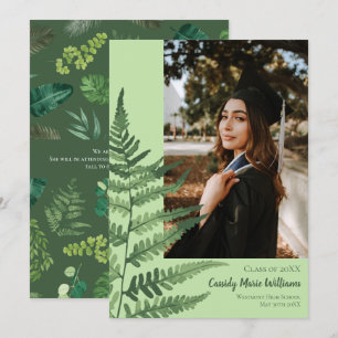 Green Fern Elegant Plants Graduation Announcement