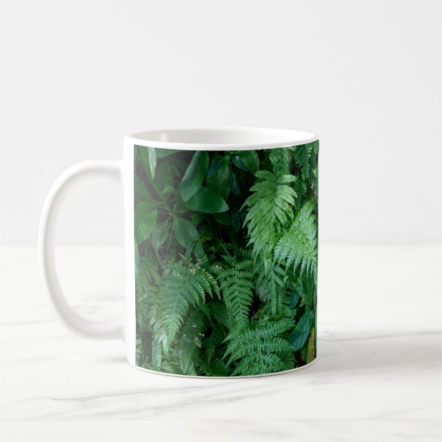 Green Fern Grass Foliage Texture Coffee Mug (Left)