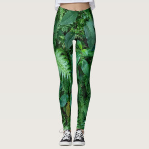 Green Fern Grass Foliage Texture Leggings