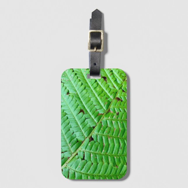 Green Fern Leaf Luggage Tag (Front Vertical)