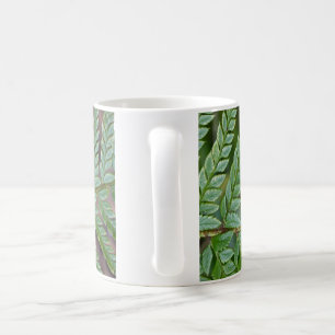 Green fern leaf pattern coffee mug
