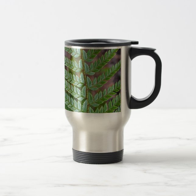Green fern leaf pattern travel mug (Right)