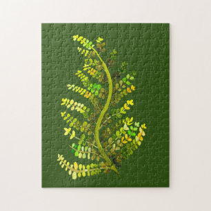 Green fern leaf plant art jigsaw puzzle