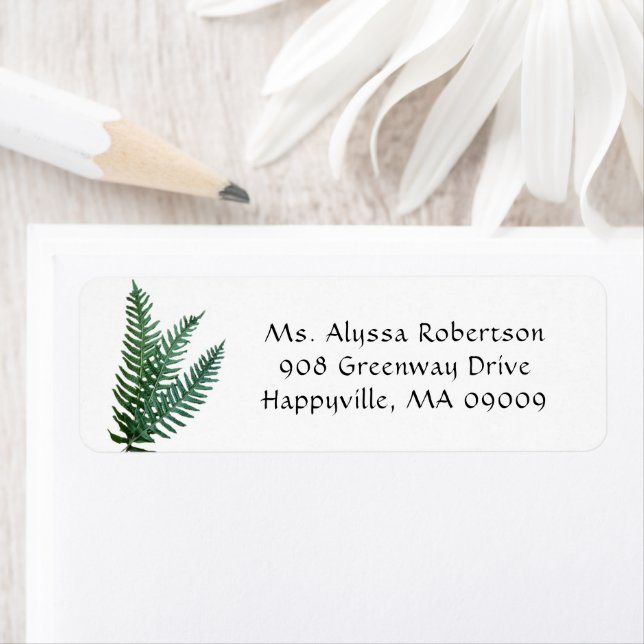 Green Fern Leaves Nature Themed Return Address (Insitu)