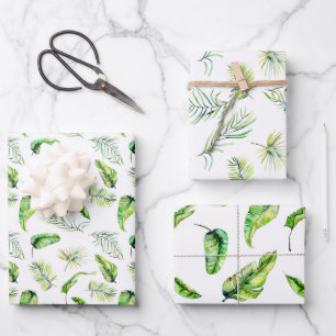 Green Fern Leaves  Wrapping Paper Sheet