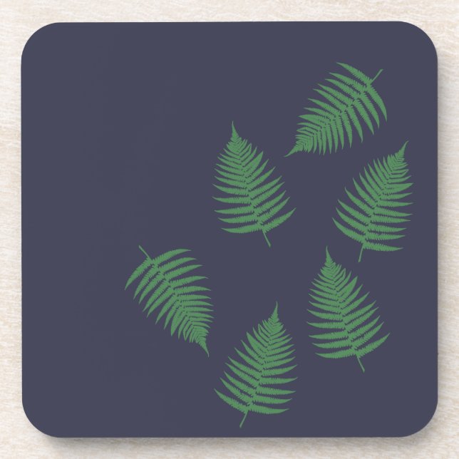Green Fern Lucky Set of Coasters (Front)