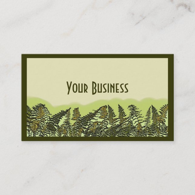 Green fern plant customisable business cards (Front)