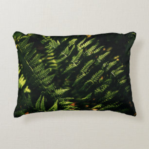 GREEN FERN PLANT IN CLOSE UP PHOTOGRAPHY DECORATIVE CUSHION