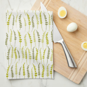 Green Fern Print for Natural Kitchen Tea Towel