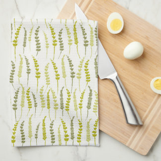 Green Fern Print for Natural Kitchen Tea Towel