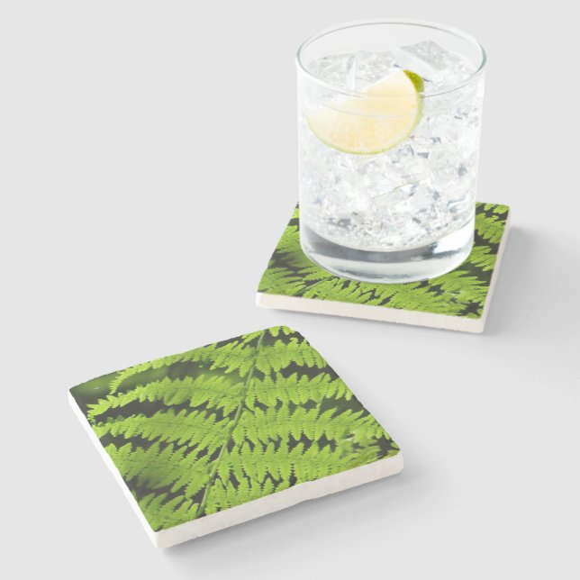 Green fern stone coaster (Side)