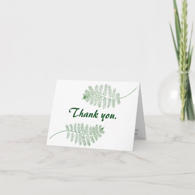 Green Fern Thank You Note Cards Wedding (Front)
