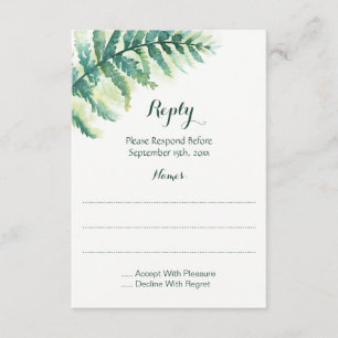 Green Fern Watercolor Reply Cards