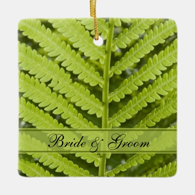 Green Fern Wedding Ceramic Tree Decoration (Front)