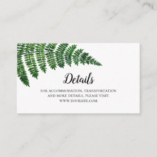 Green fern wedding details. Summer wedding insert