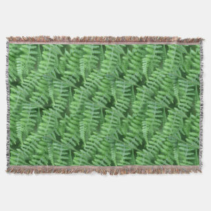 Green Ferns Nature Art Pattern Throw Blanket