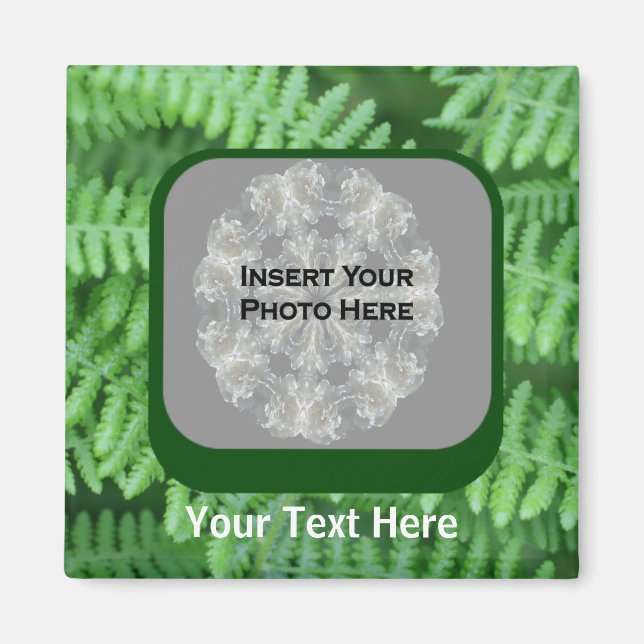Green Ferns Pattern Photo Magnet (Front)