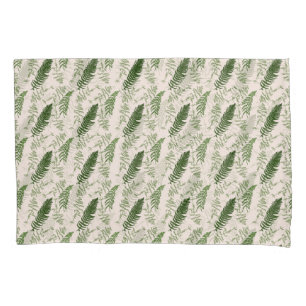 Green ferns repeat surface pattern pillowcase