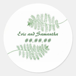 Green Ferns, Save the date Wedding stickers