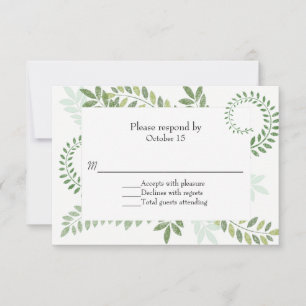 Green Ferns Wedding RSVP Card
