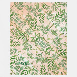Green Ferns & Wood Fleece Blanket