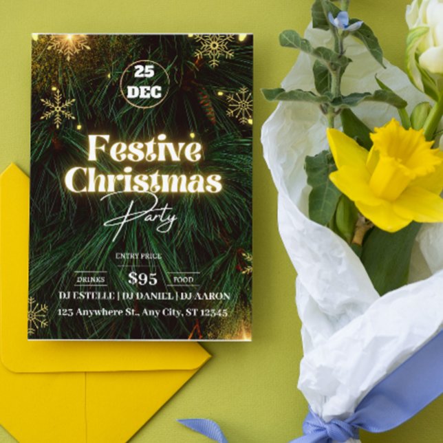 Green Festive Christmas Party Invitation (Creator Uploaded)