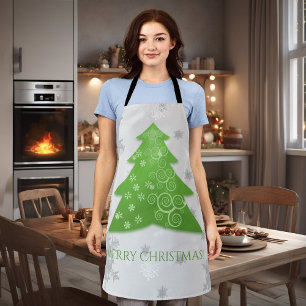 Green Festive Christmas Tree All-Over Print Apron