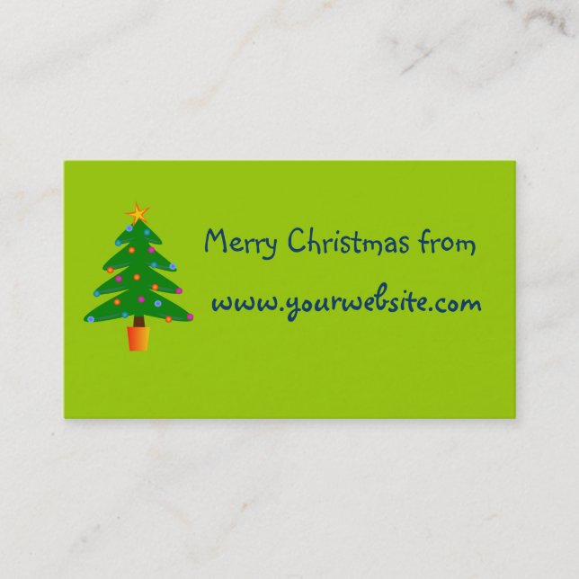 Green Festive Christmas Tree Business Card (Front)