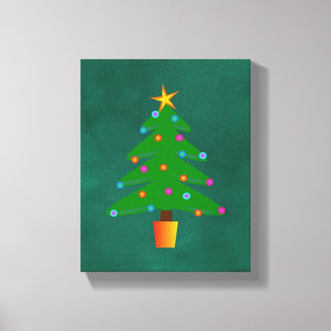 Green Festive Christmas Tree Canvas Print (Front)