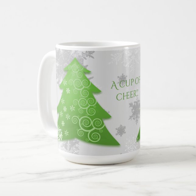 Green Festive Christmas Tree Coffee Mug (Front Left)